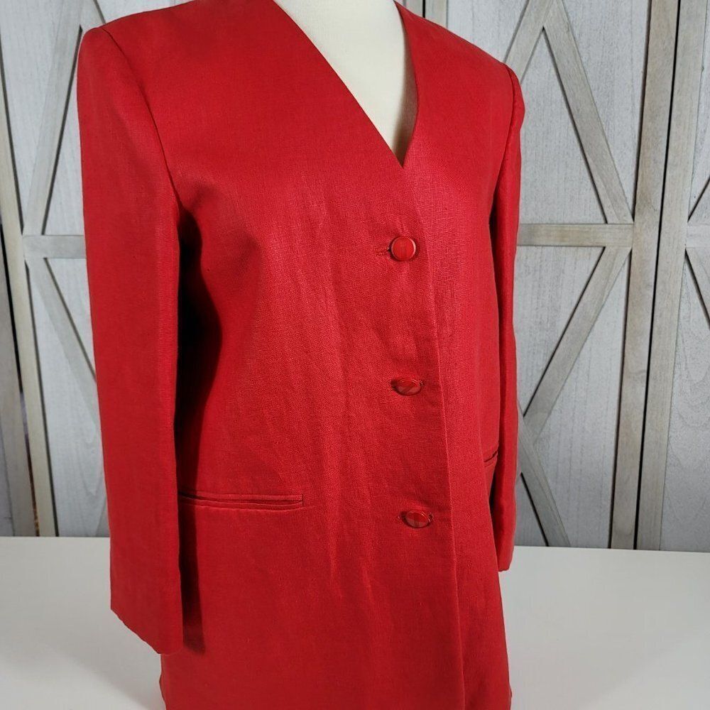 Moygashel 100% Linen - Fully Lined - Red Blazer. Made In Guatemala - Sz Small - Picture 4 of 16